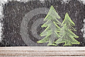 Christmas hand drawn xmas fir tree on chalk board