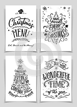 Christmas hand lettered greeting cards set