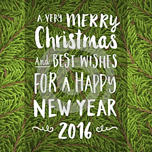 Christmas hand pain greeting card with twig background