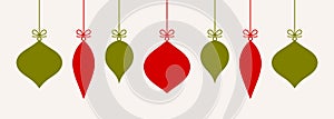 Christmas hanging balls ornaments in vintage style. Flat design