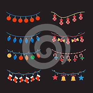 Christmas Hanging Decoration Concept, Christmas design elements, vector set