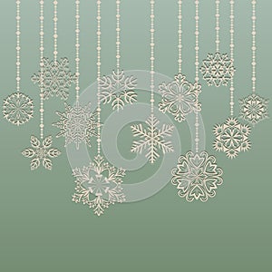 Christmas hanging snowflakes vector background