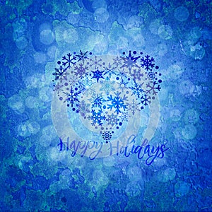Christmas Happy Holidays Snowflakes Heart Shape Illustration