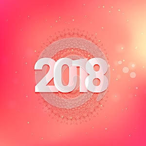 Christmas and happy new year 2018 greeting card design in pink c