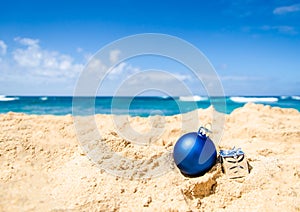 Christmas and Happy New Year background on the tropical beach