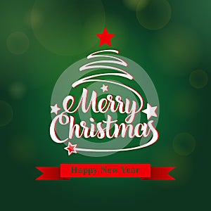 Christmas and happy new year greeting card. Merry Christmas lettering, vector illustration