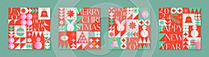 Christmas and Happy New Year greeting card templates