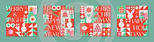 Christmas and Happy New Year greeting card templates
