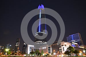 Christmas and Happy New year lights display at Costanera center in Chile photo