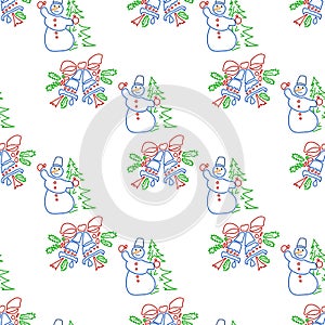 Christmas and Happy New Year seamless pattern