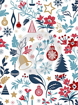 Christmas and happy year pattern. Can be used for wrapping paper, wallpaper, fabric