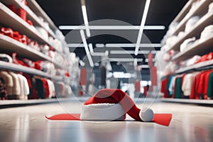 Christmas hat on the floor of a store, xmas wallpaper photo