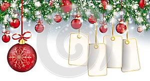 Christmas Header Twigs Snow Baubles Golden Price Stickers