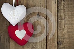 Christmas Heart Decorations over Timber