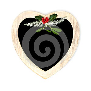 Christmas Heart Shape Wreath Holly and Winter Greenery