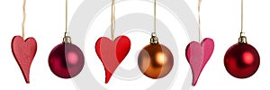 Christmas hearts and baubles