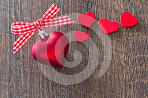 Christmas hearts ribbon bow red