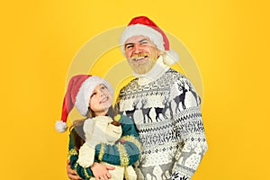 Christmas is here. father and daughter celebrate christmas. xmas party together. winter family holiday. new year is here