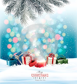 Christmas holiday background with colorful presents