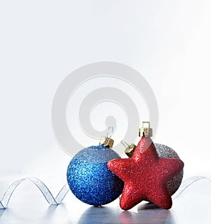 Christmas Holiday Background decorated with baubles, Christmas and New Year Decoration design