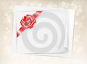Christmas holiday background with gift bow and rib