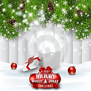 Christmas holiday background with magic gift box