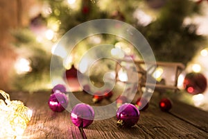 Christmas holiday background with wooden table