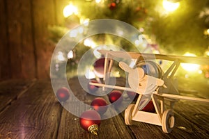 Christmas holiday background with wooden table