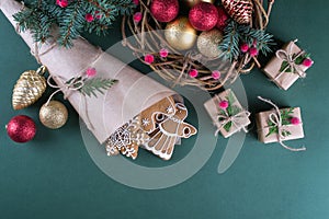 Christmas and holiday baking . Ginger cookies with decor