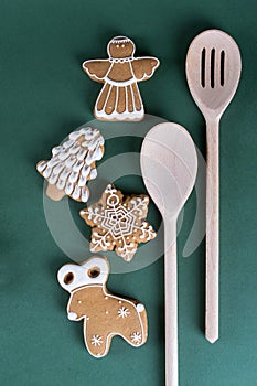 Christmas and holiday baking . Ginger men cookies with decor