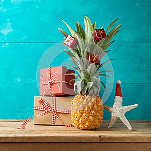 Christmas holiday concept with pineapple as alternative Christm
