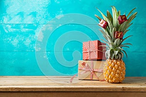 Christmas holiday concept with pineapple as alternative Christm