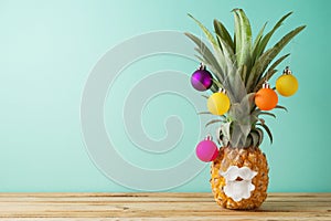 Christmas holiday concept with pineapple as alternative Christm