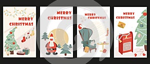 Christmas holiday cover brochure set in trendy flat design. Vector illustration