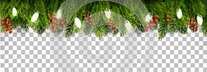 Christmas holiday decoration with branches of tree and garland o