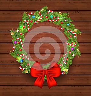 Christmas holiday decoration on wooden background