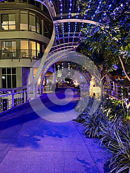 Christmas holiday decorations Long beach seaside Way pedestrian walk rainbow bridge California