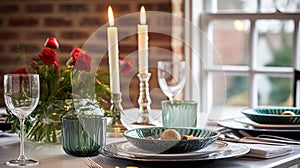 Christmas holiday family breakfast, table setting decor and festive tablescape, English country and home styling