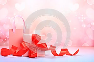 Christmas holiday gift boxes and packages on bokeh background, New Year sales and shopping concept, Black Friday, store