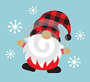 Christmas holiday Gnome with Winter Snow Vector Illustration photo