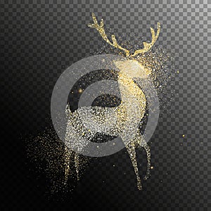 Christmas holiday gold glitter reindeer transparent background
