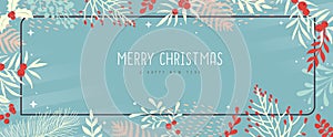 Christmas holiday greeting card or banner with floral de?oration.