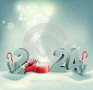 Christmas holiday and Happy New Year background with a 2024 numbers