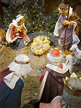 Christmas Holiday Nativity Scene With Focus On The