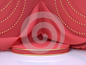 christmas holiday new year concept 3d rendering red scene wall floor corner abstract minimal