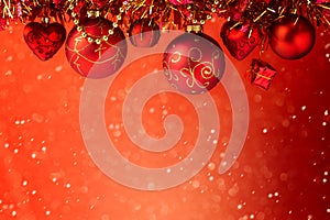 Christmas holiday red dreamy background with decorations
