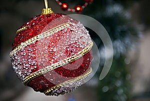 Christmas holiday red dreamy background with decorations