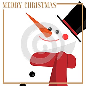 Christmas holiday season background with Snowman and Merry Christmas text. photo