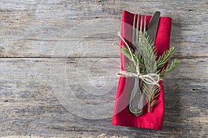 Christmas holiday table setting.