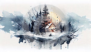 Christmas holiday watercolor background. Ai generated